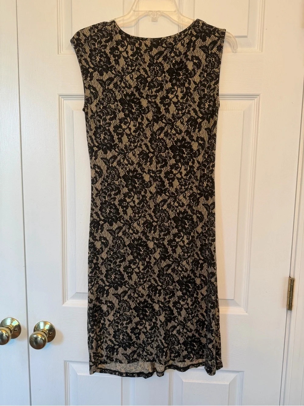 Michael Kors Black and Beige Floral Twist-Front Midi Dress